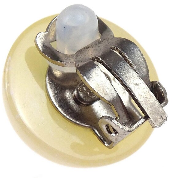 Chanel Button Earrings Clip-On Beige Acrylic 99P - Picture 2 of 4